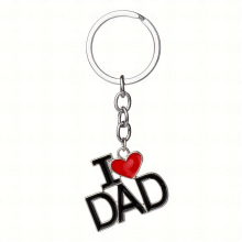 I LOVE MY PAPA Or MAMA Or DAD Or MOM Print Metal Keychain Mothers Fathers Gift