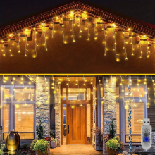 1pc Icicle Lights Outdoor 4m 13ft Christmas Lights With 90 LED 18 Drops 8 Modes USB Plug In Curtain String Lights Waterproof For Holiday Wedding Party