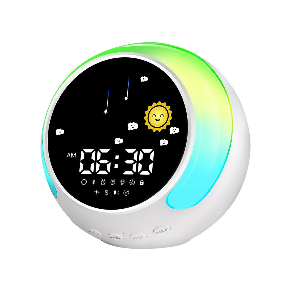 Children's alarm clock, sleep training alarm clock for children, with moon and sun display, night li