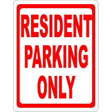 Resident Parking Only Sign. 8x12 Metal.