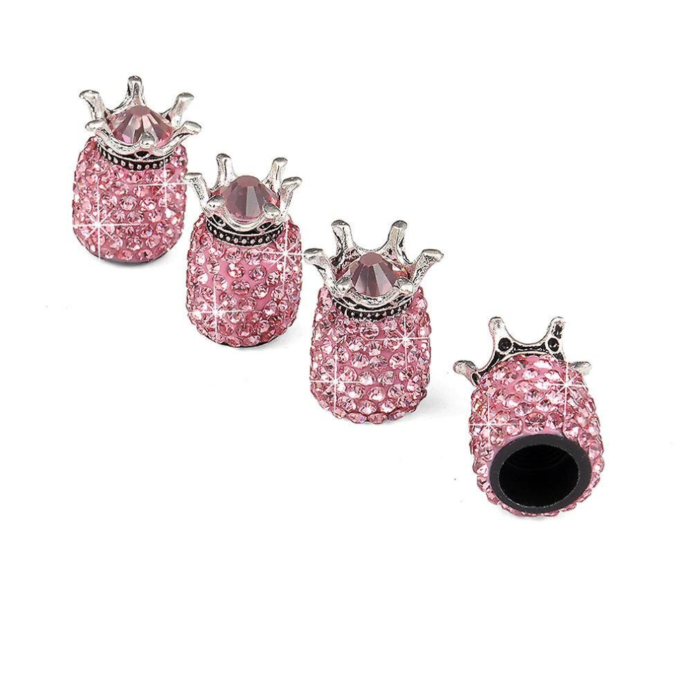 Tyre Dust Caps, Rhinestone Tire Valve Caps Universal Tire Caps For Car Motorcycle Bike (4Pcs, ) Pink 9326616225783
