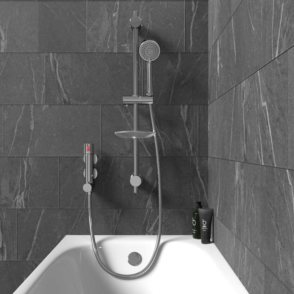 Mini Vertical Thermostatic Shower Mixer Valve & Slider Rail, Handset & Hose