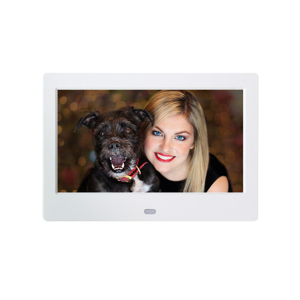 (WHITE) 7 inch Digital Picture Photo Frame Full-View Screen Video Photo Album Clock Calendar with Remote Control