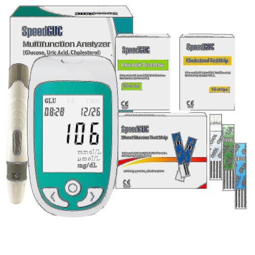 New Meter Cholesterol10 Multi Function Cholesterol Uric Acid Blood Glucose Meter Sm32189 1