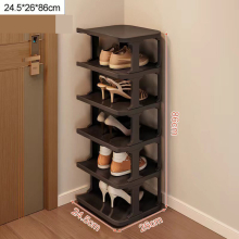 (Black) 6-layer Furniture Shoe Cabinets Entryway Gadget Shoe Rack Bedroom Cabinets Shoe Organizer Storage Folding Portable Room Furniture