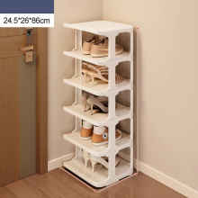 (White) 6-layer Furniture Shoe Cabinets Entryway Gadget Shoe Rack Bedroom Cabinets Shoe Organizer Storage Folding Portable Room Furniture