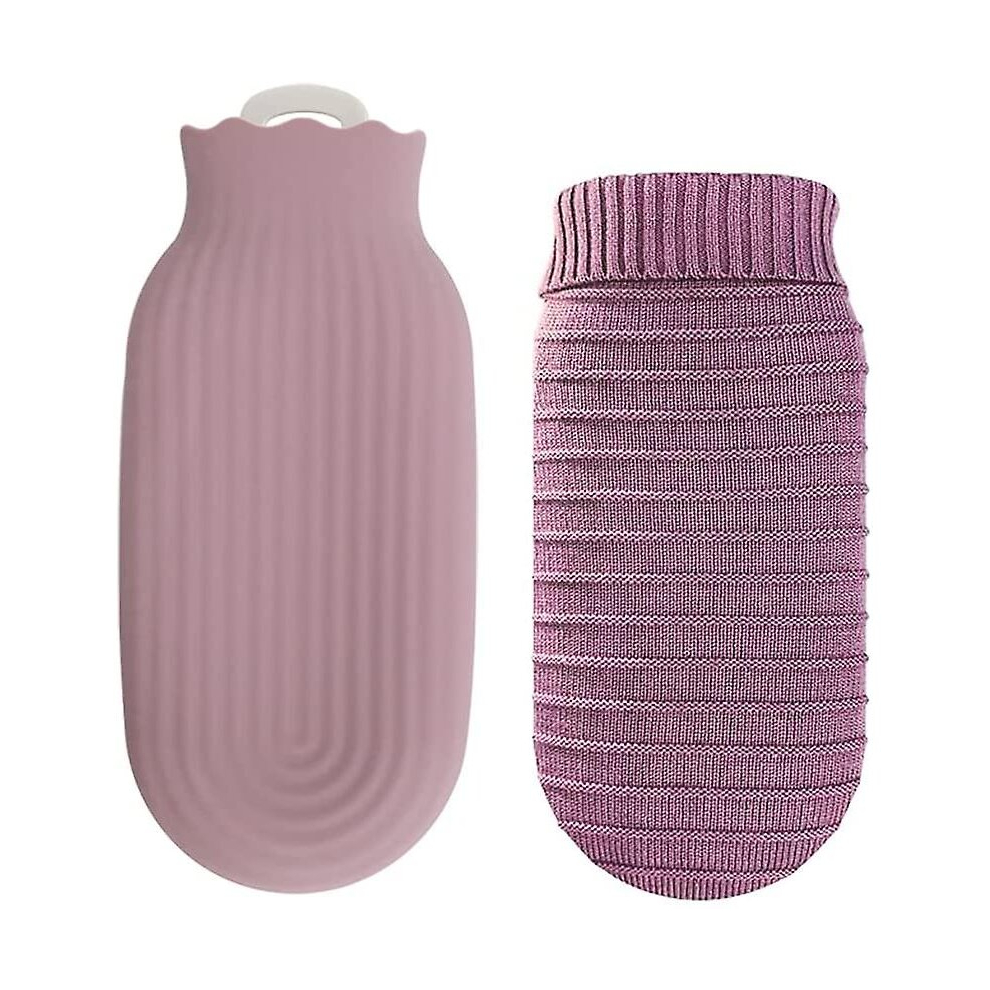 Mini Hot Water Bottle With Knitted Cover Safe Refilling Water 0.5 L Rubber Silicone Winter Hot Water Bag