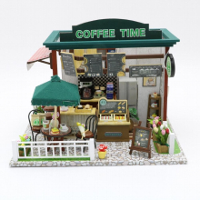 1pc Dollhouse Set 3D Puzzle DIY House Time Coffee House Coffee Shop With Furniture Assembly Model House Birthday Gift Halloween Christmas Gift