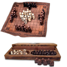 Hnefatafl Board Game: Viking Chess Set in Wooden Travel Box - 37-Piece Asymmetrical Strategy for Adults & Kids