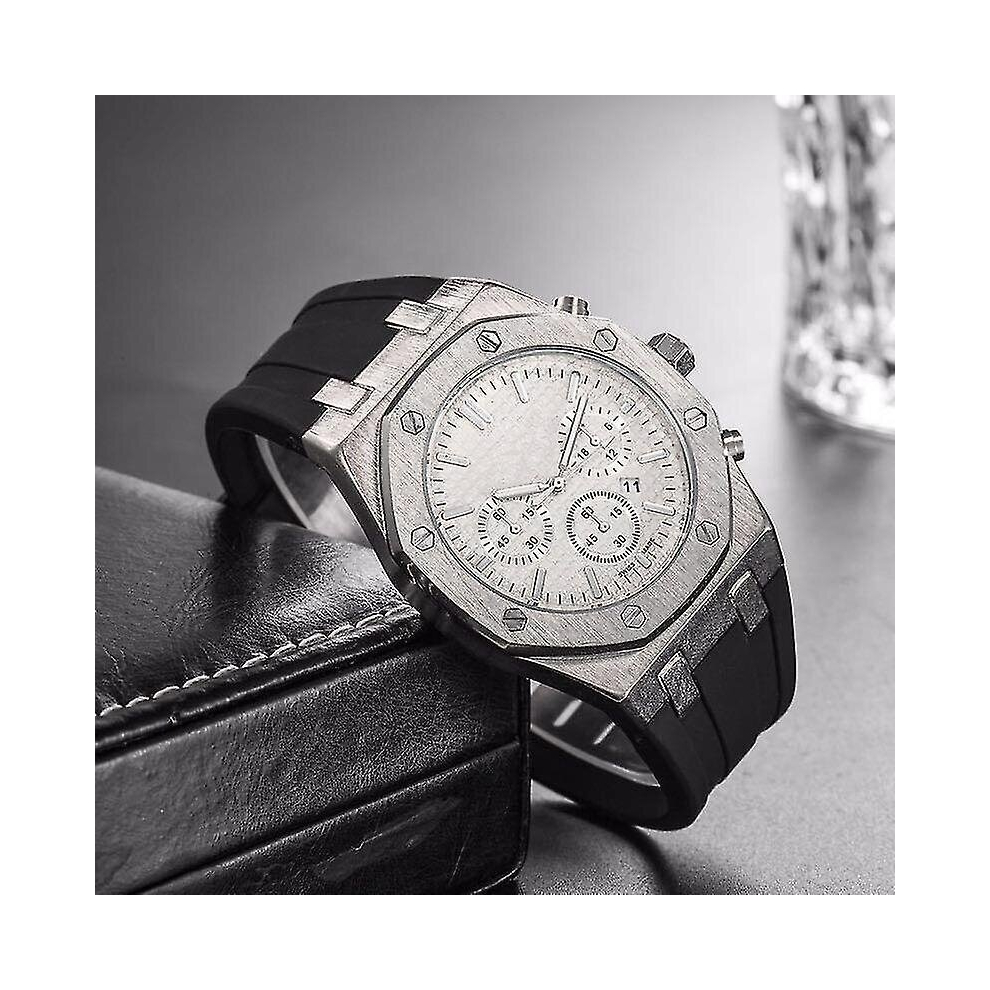 (4) Audemars Piguet Fashion Real Rubber Quartz Men's Watch-