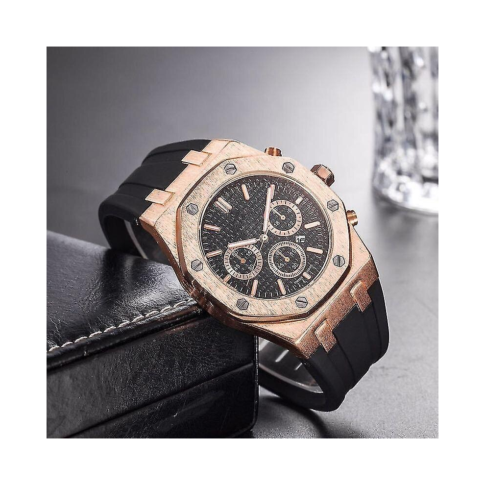 (7) Audemars Piguet Fashion Real Rubber Quartz Men's Watch-