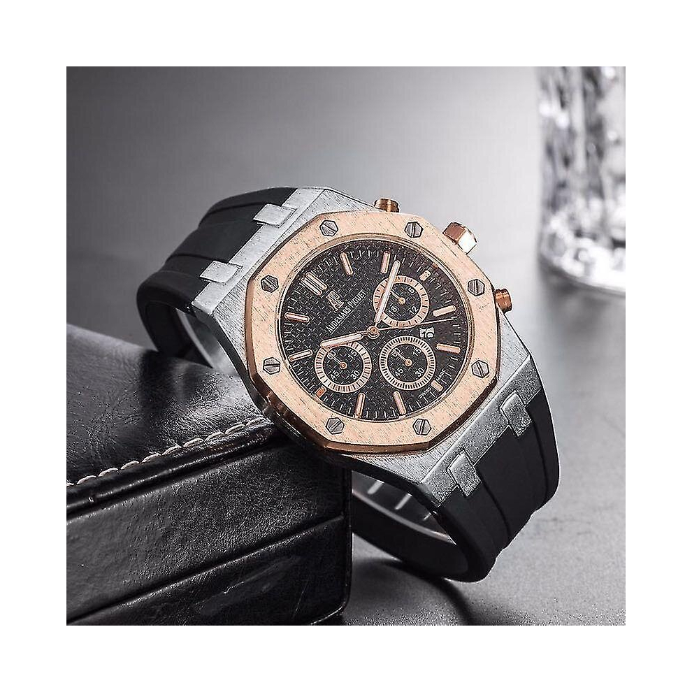 (5) Audemars Piguet Fashion Real Rubber Quartz Men's Watch-