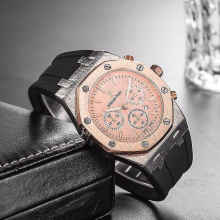 (9) Audemars Piguet Fashion Real Rubber Quartz Men's Watch-