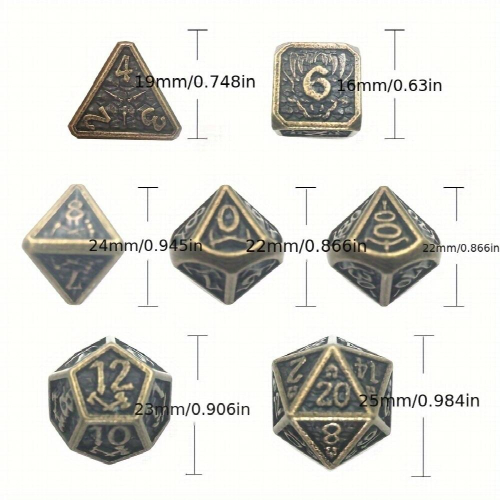 7pcs Dragon Scale Metal Polyhedral Dices For Role playing Board Game 2