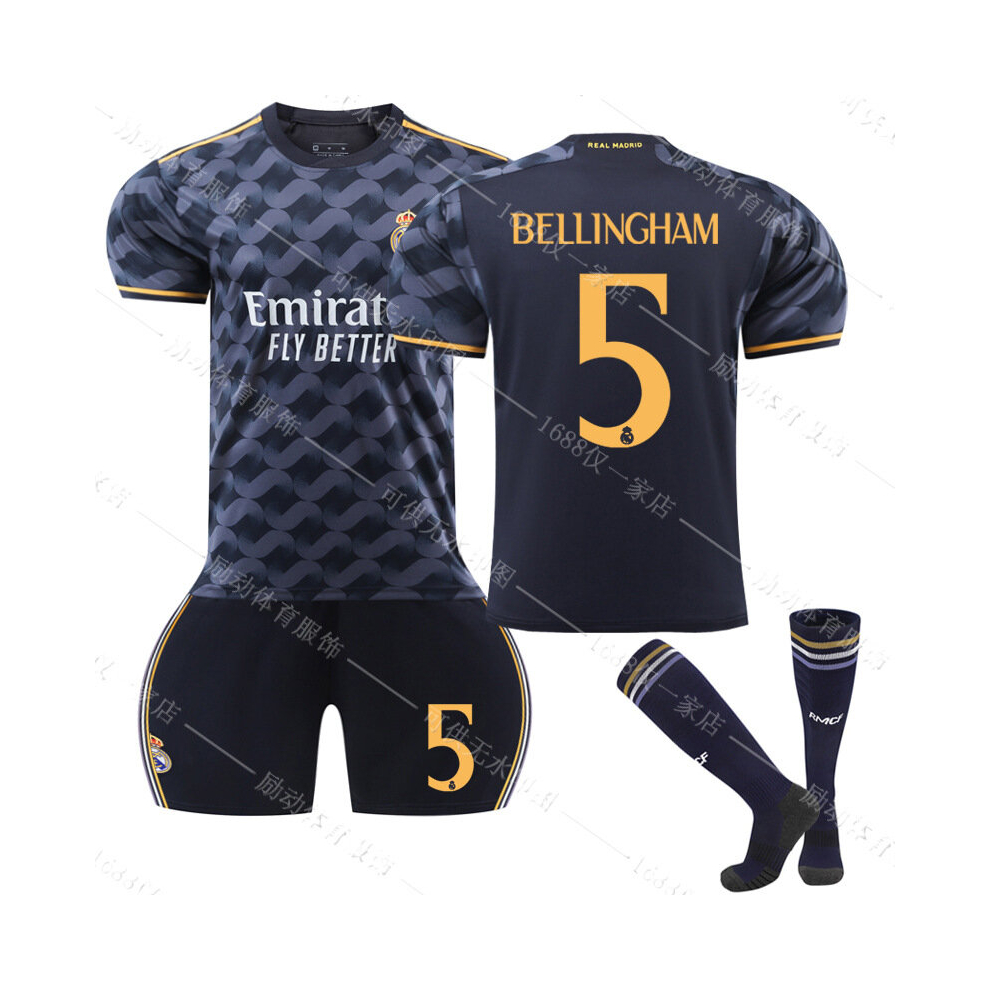 (5 numbers, #22) 23/24 Real Madrid Away Soccer Jersey Set 