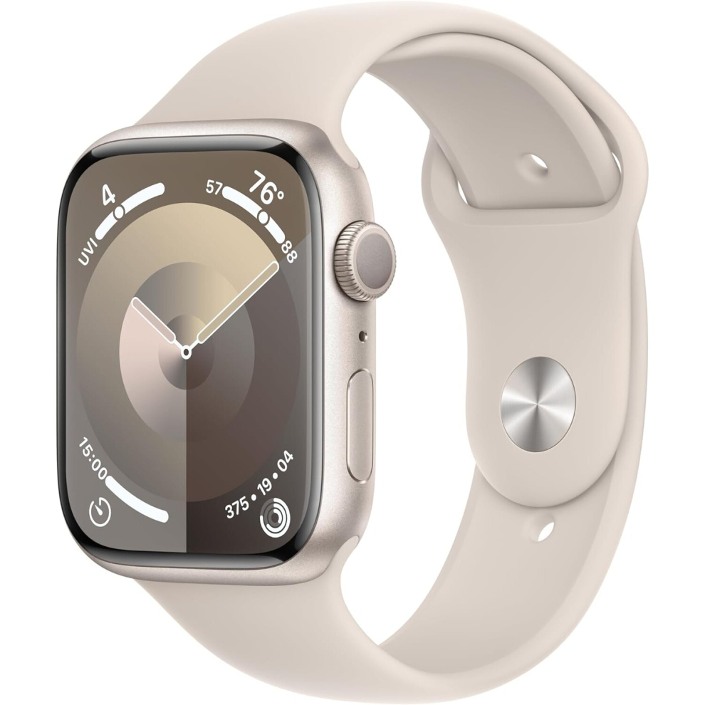 Apple Watch Series 9 45mm (GPS) (MR973, Starlight Aluminium International/CNse with Starlight Sport Band - M/L)