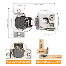 10 Pack 1-1/4 Inch 3D Soft Close Concealed Hinges for Face Frame Door