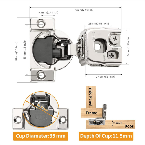 10 Pack 1-1/4 Inch 3D Soft Close Concealed Hinges for Face Frame Door 1