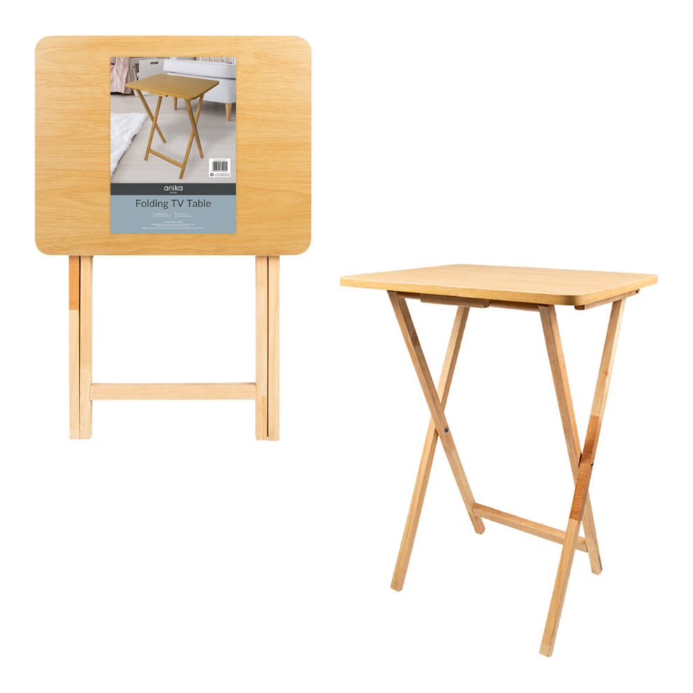 Anika Folding Rubberwood TV Table / 37 x 48.5 x 66cm / Sturdy, Light & Durable