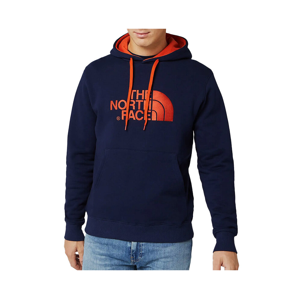 (Navy and Orange, L) THE NORTH FACE TNF Drew Peak Fleece Pullover Hoodie