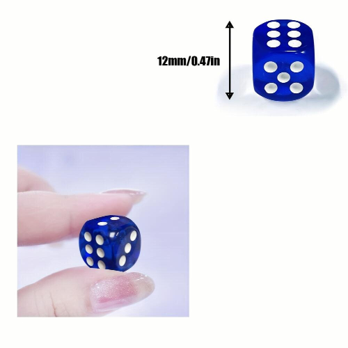 12mm Six Sided Round Translucent Game Dices For Table Board Game Or Teaching Math Aids 2