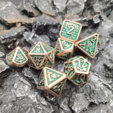 7pcs Dragon Scale Metal Copper Green Polyhedral Dice Set For Role Playing Board Game