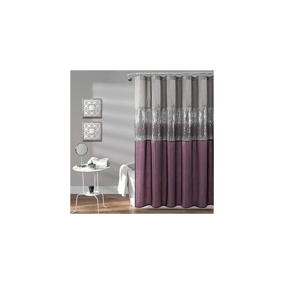 Lush Decor Night Sky Shower Curtain, Polyester, Gray & Purple, 72 Inches x 72 Inches