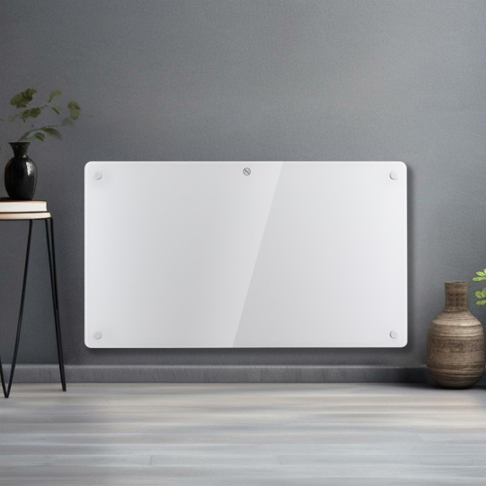 1500W White Glass Panel Heater - Wall Mounted Thermostat Timer - Suitable for Bathrooms IP24 Rated - Image 4