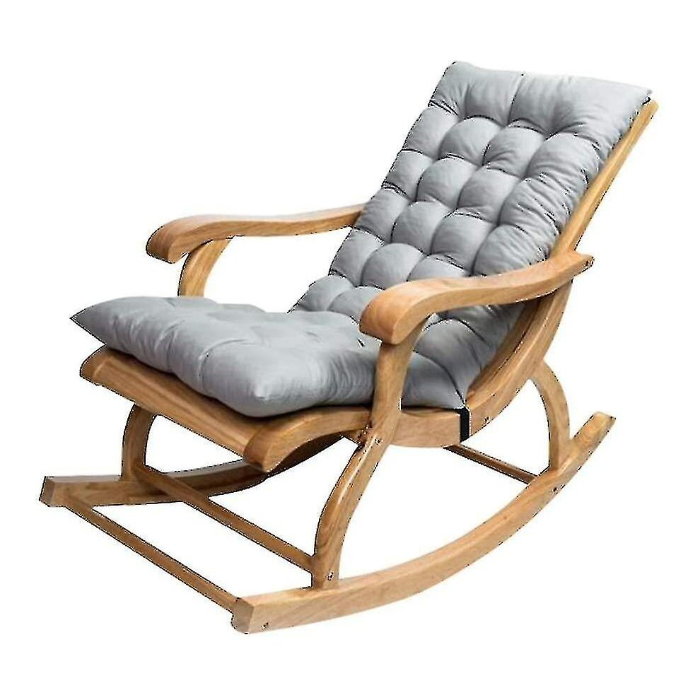 Long Folding Recliner Rocking Chair Cotton Cushion Plush Cushion Bamboo Chair Cushion Wooden Folding Chair High-quality Cushion Gray 1.2 Meters