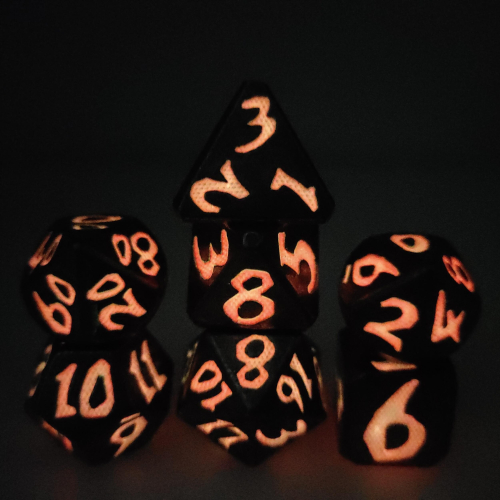 7pcs Big Words Dragon Scale Pink Luminous Polyhedral Dices For Board Game 1