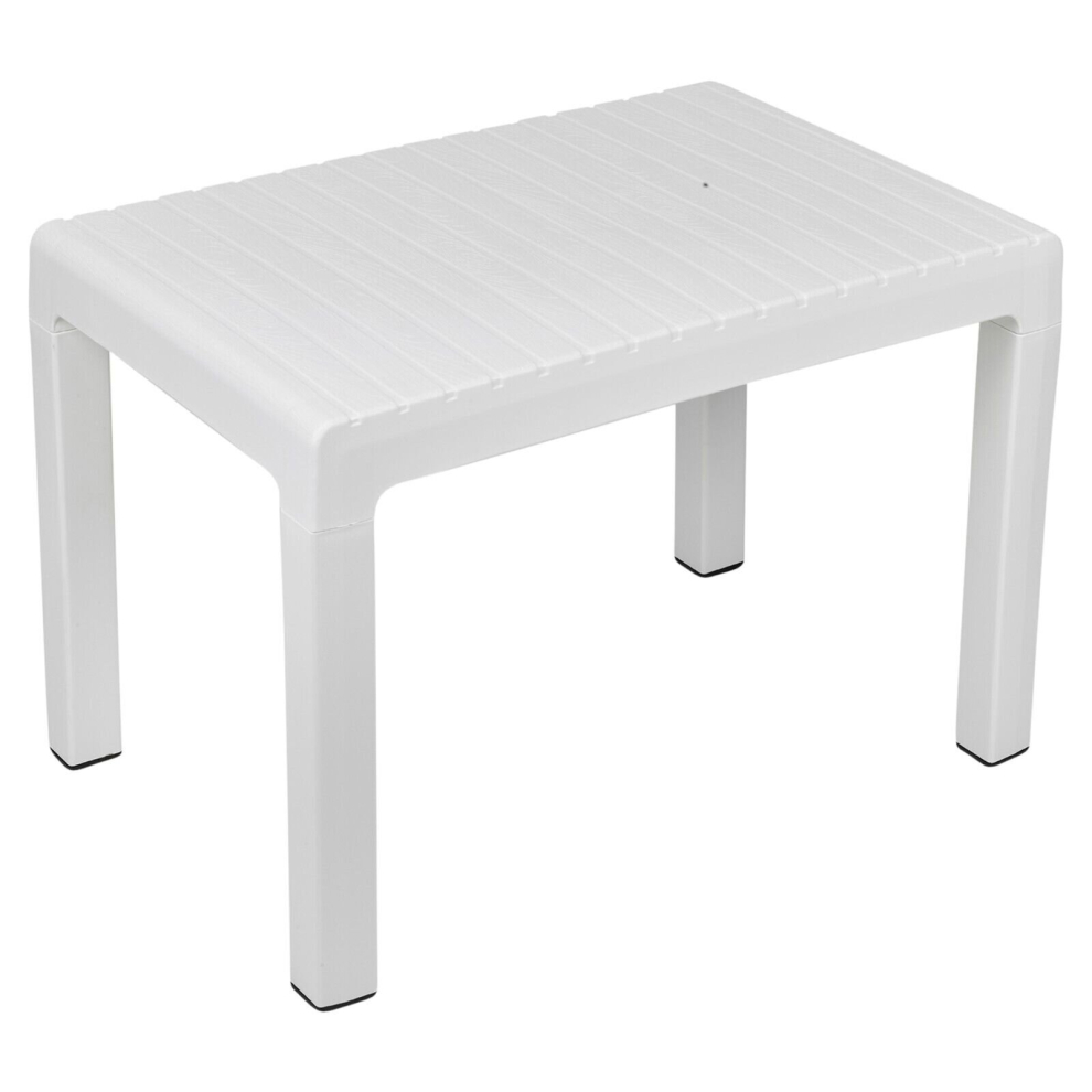 (White) 40x60cm Outdoor Plastic Lightweight Coffee Table Patio Balcony Garden Furniture