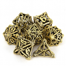 7pcs Golden Leaf Flower Hollow Metal Polyhedral Dice Set Suitable For Role Playing Board Game