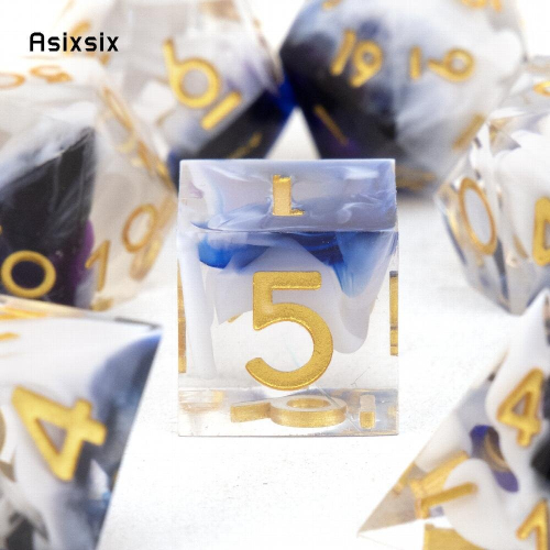 7pcs Golden Number Sharp Edge Resin Polyhedral Dices Suitable For Role Playing Board Game 1