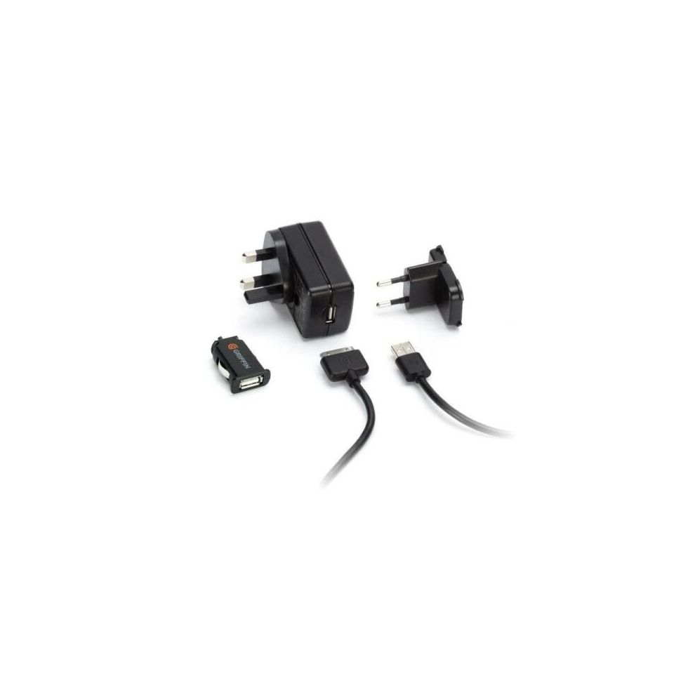 Griffin PowerDuo Car & UK EU Wall Charger USB to Apple 30-pin, Black GA23105