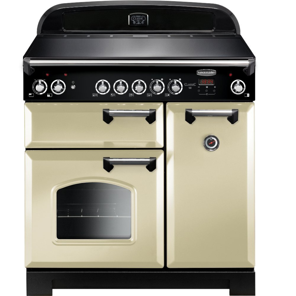 Rangemaster CLA90ECCR/C Classic Cream with Chrome Trim 90cm Ceramic Range Cooker