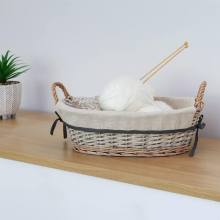 MantraRaj Arianna Oval Willow Storage Baskets Wicker Basket Hamper With Handles For Laundry Toys Baby Nursery Collection Box
