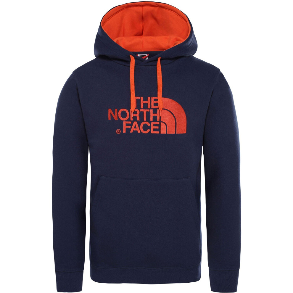 (Navy/Red, M) The North Face Drew Peak Embroidery Hoodie 