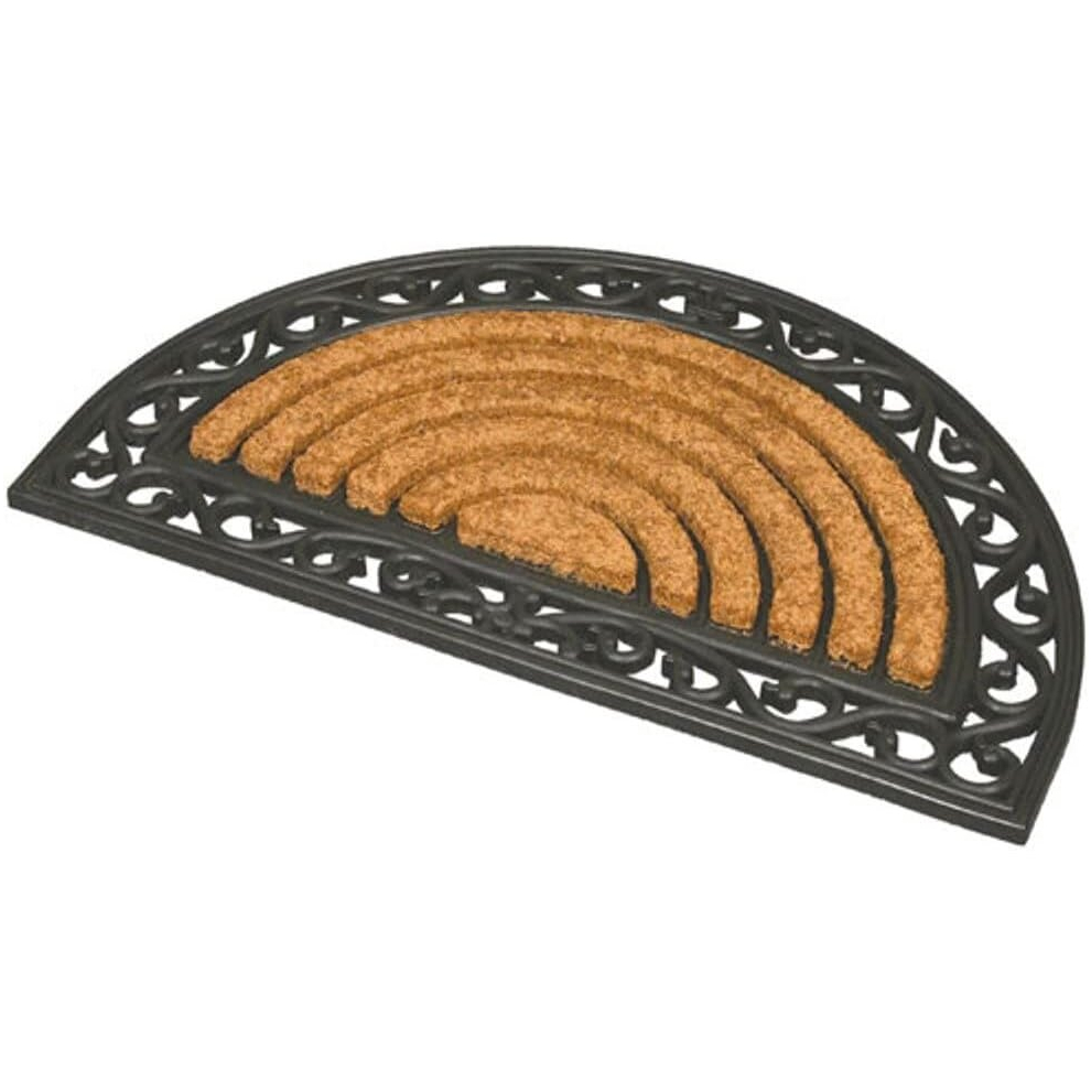 (Half Moon Shape) MantraRaj Karina Heavy Duty Coir Door Mat Rubber Backed Non-Slip Rattan Entrance Door Mat Indoor And Outdoor Mats