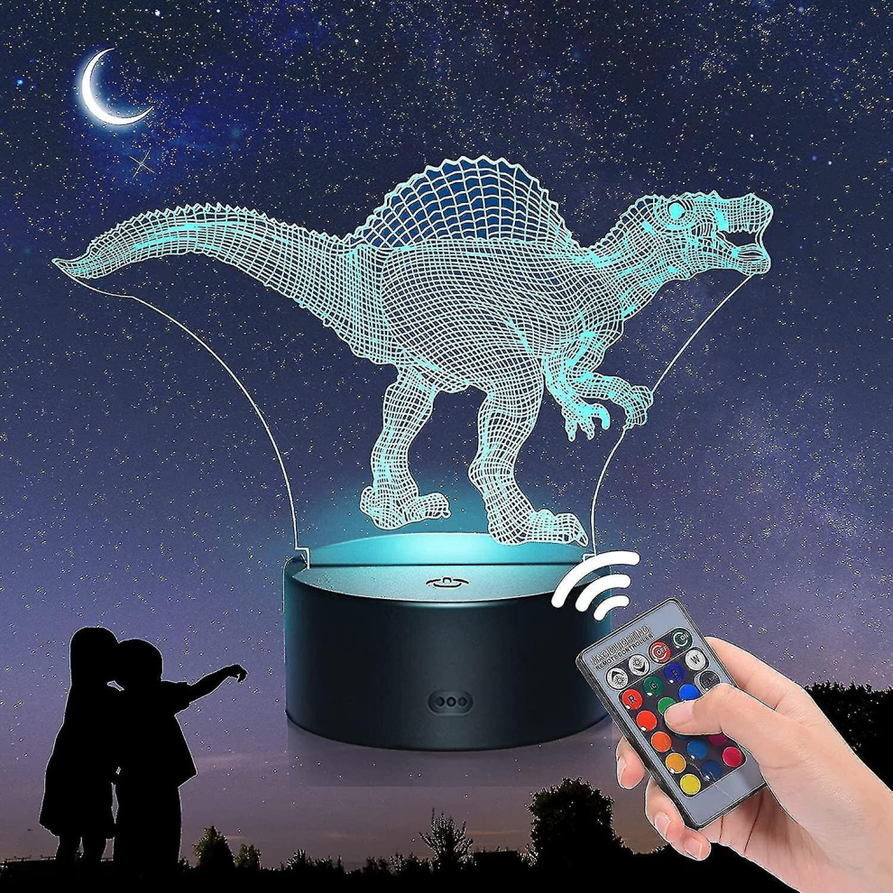 Night Light For Kids, 16 Colors 3d Spinosaurus Night Light