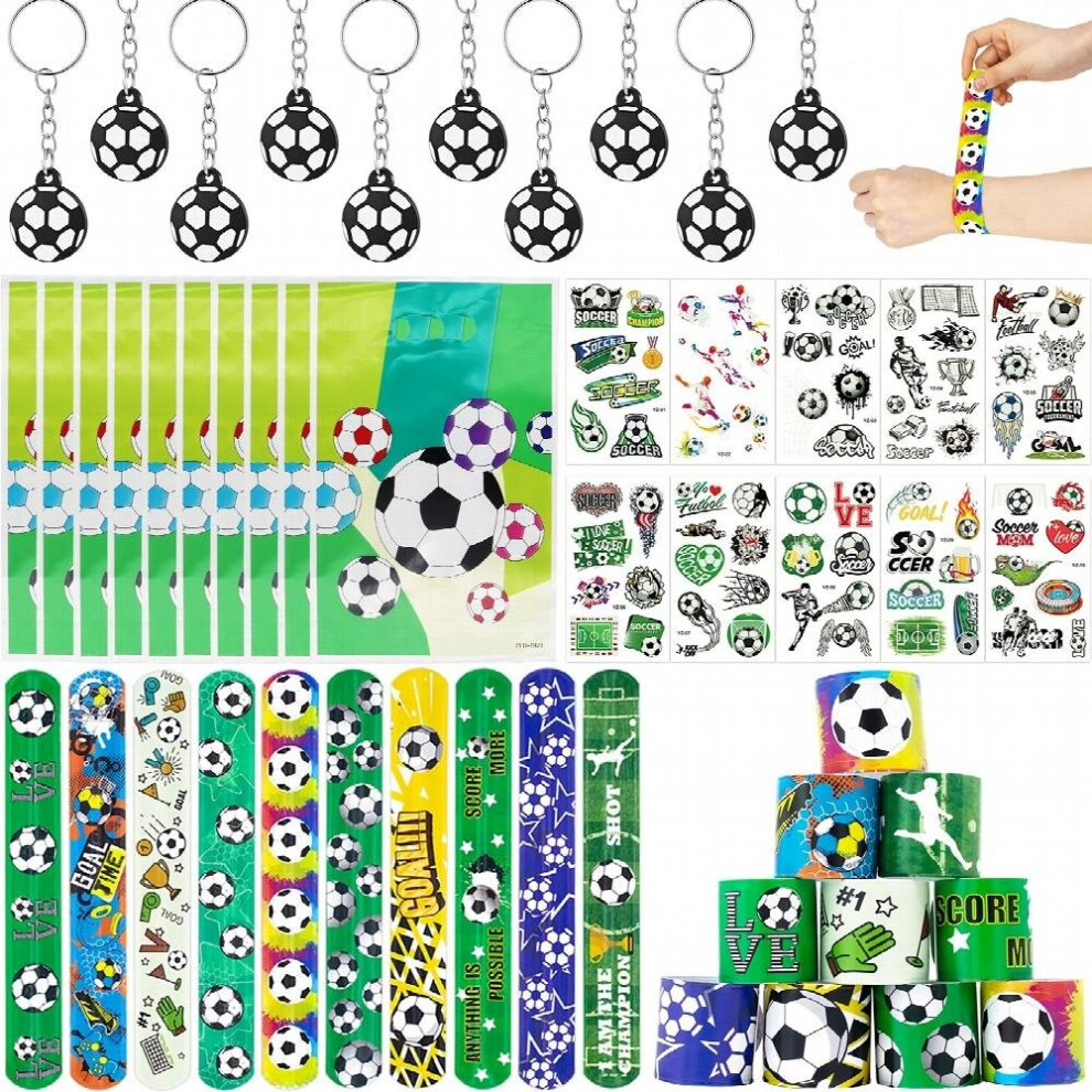 42pcs Football Assorted Toys Pinata Filler With Slap Bracelets Luminous Tattoos Soccer Keychains Gift Bags Fillers For Football Party-image-OPC-PD5PKG5-NEW