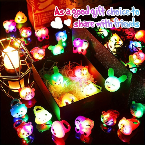Glowing Ring Glitter Animal Ring Holiday Party Ring 9 Styles Mixed Pack 1