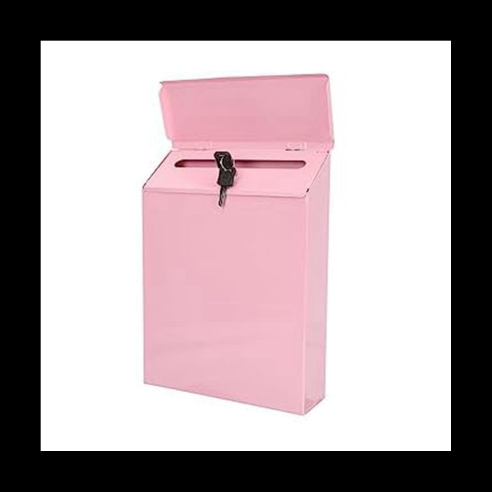 Wall-Mounted Mailbox Lockable Mailbox Wall Collection Box Pink