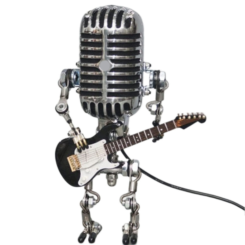 Retro Style Vintage Microphone Robot Desk Lamp, Table Lamp Black