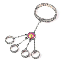 Animation Ladybug Reddy Girl Ring & Bracelet Set with Cat & Dog Claw Pendants - Adjustable Alloy Jewelry Gift for Kids