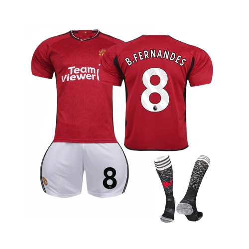 New 2023/24 Manchester United Home #8 B.Fernandes Soccer Jersey Kits ...