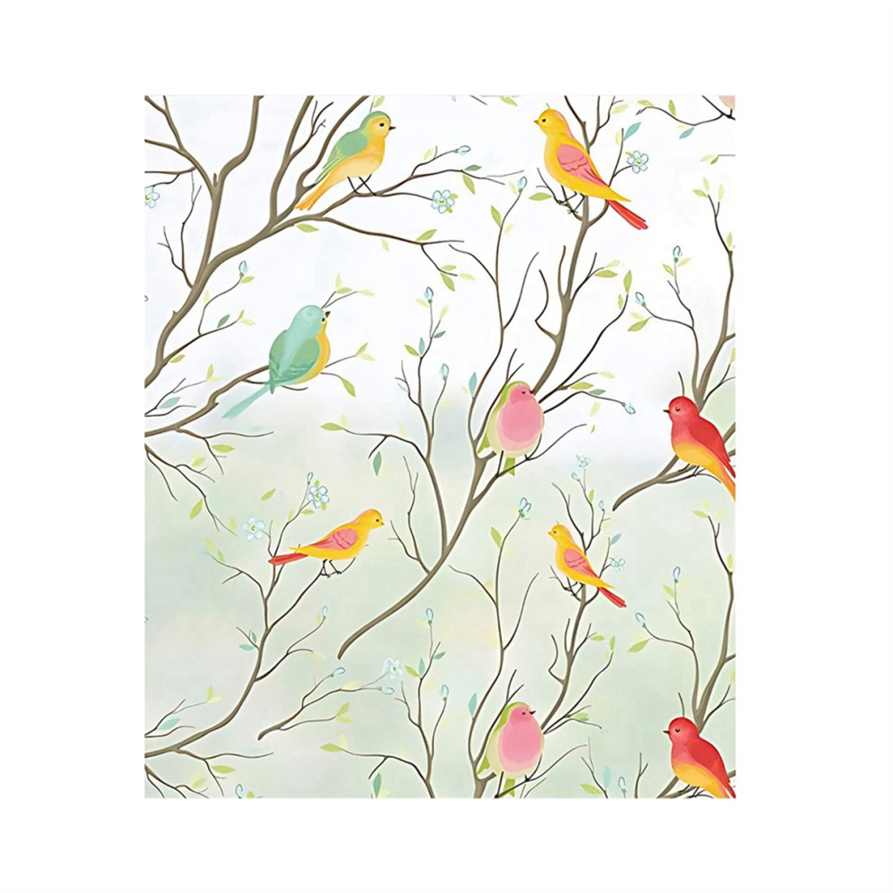 3D Bird Frosted Window Privacy Film Stained Glass Window Film 45cm