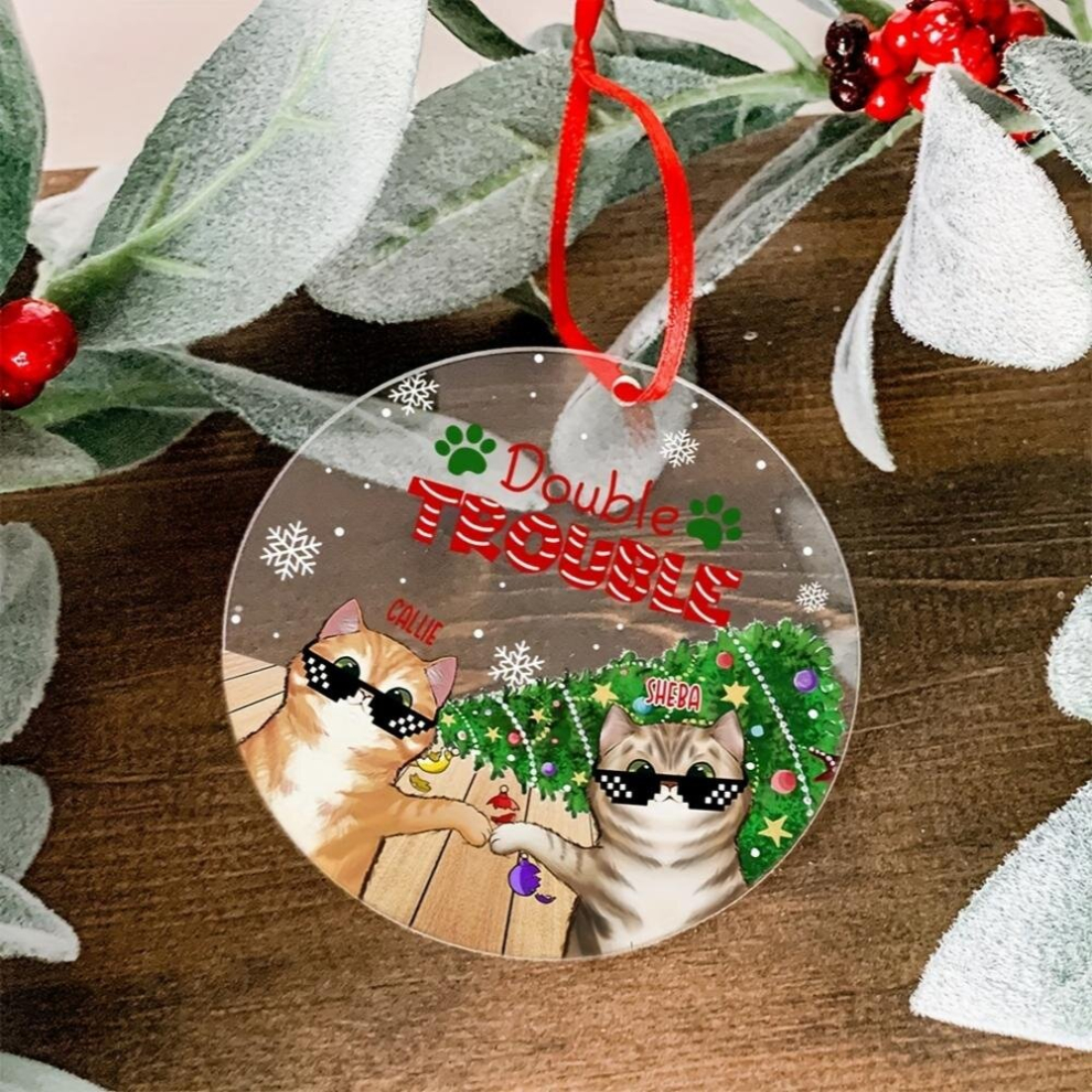 Acrylic Sunglasses Cat Christmas Style Christmas Tree Decoration Pendant