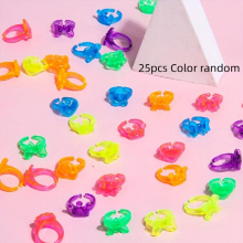 25pcs Transparent Ring Jewelry Cartoon Gift Small Toy Holiday Party Random