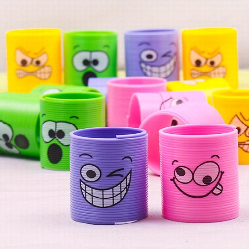 24pcs 4 Funny Smile Pattern Rainbow Ring Finger Pull Toys Elastic Ring Spring Stacking Ring Birthday Party Small Gift Package Set 2