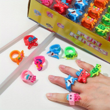 6pcs Ocean Animal Cartoon Finger Rings Cartoon Ocean Animal Rings Decoration Party Small Gift Childrens Small Gift Rings